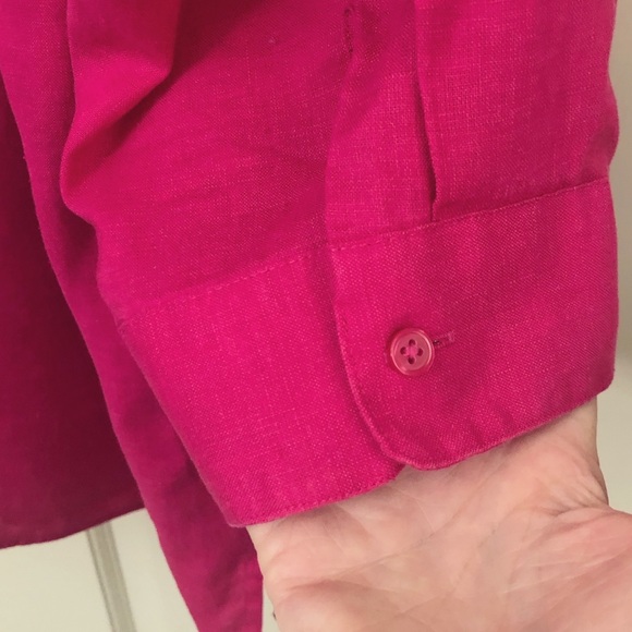 Coldwater Creek | NEW Linen Button Up Long Sleeve Fuschia Pink Shirt  2X - Picture 7 of 12